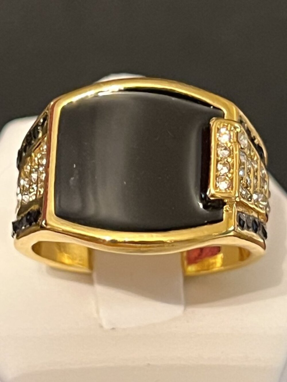 Goldtone and Enamel Ring Size 11, 12, 12.5 (419)